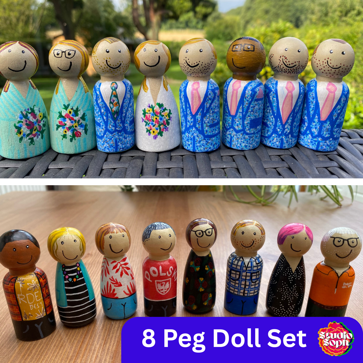 8 Peg Doll Set – A Full House of Memories