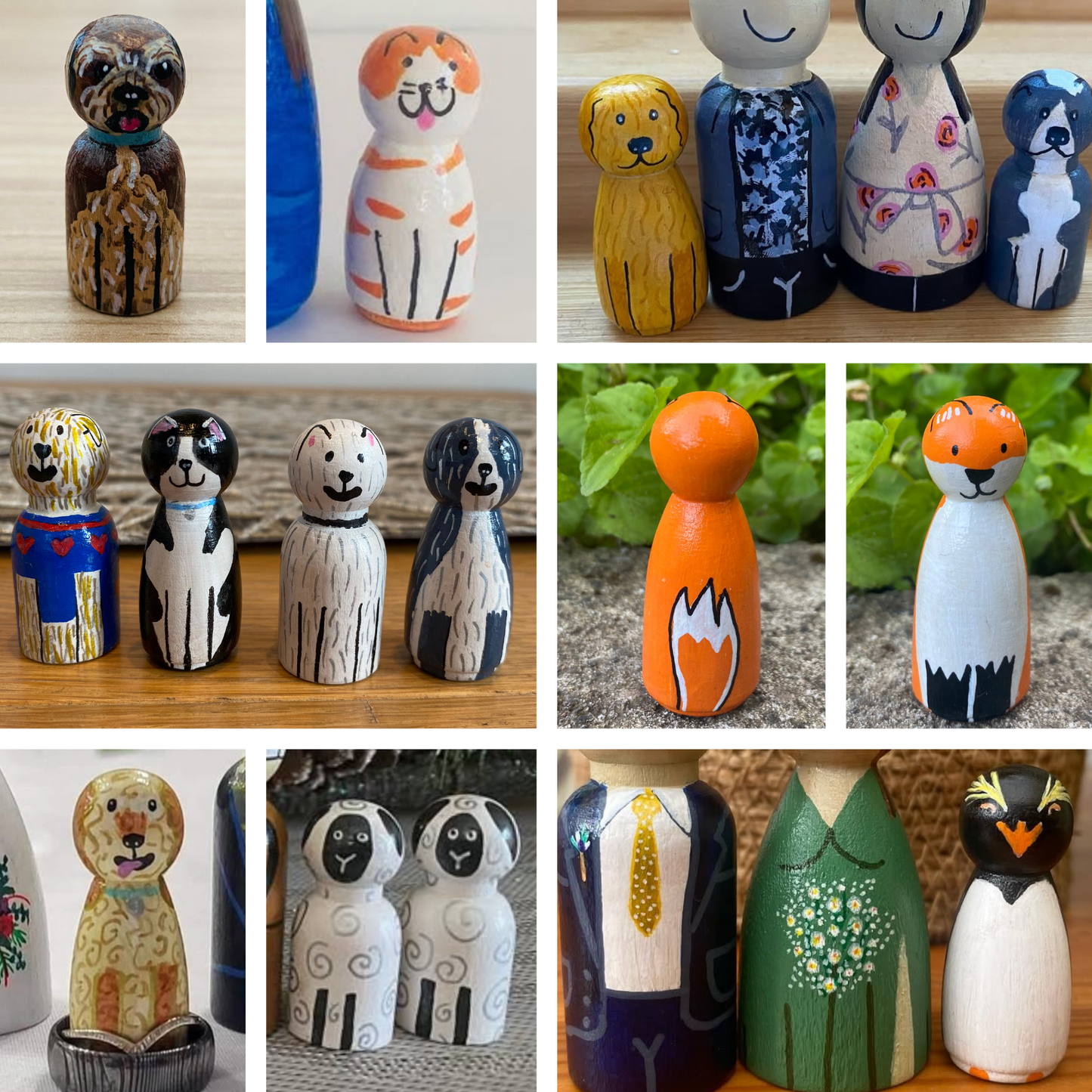 6 Peg Doll Set – Large Family or Wedding Party or Special Groups