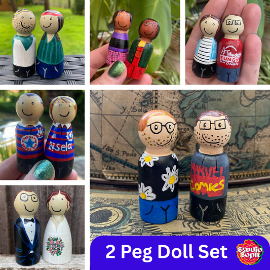 2 Peg Doll Set – Couples, Best Friends, Pets or Parent & Child