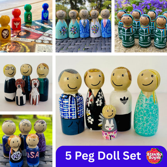 5 Peg Doll Set – Big Love in Miniature