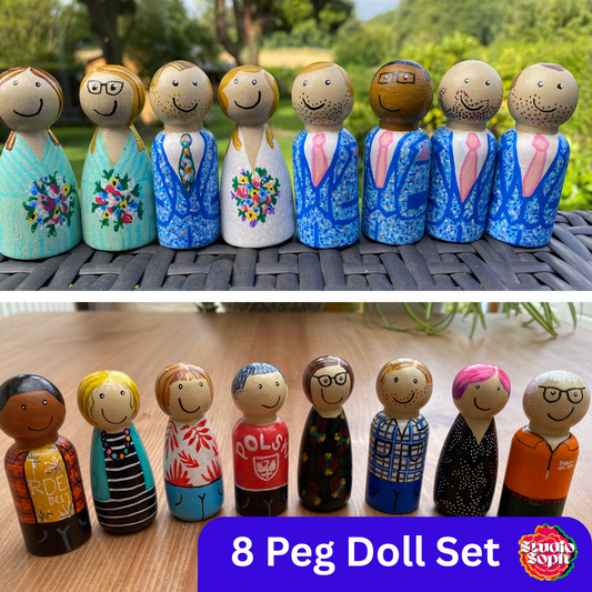 8 Peg Doll Set – A Full House of Memories